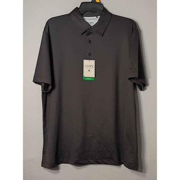 Chaps Golf Polo Shirt Men's Large Black Onyx Dri Wear Breathable Stretch Light - Picture 1 of 9